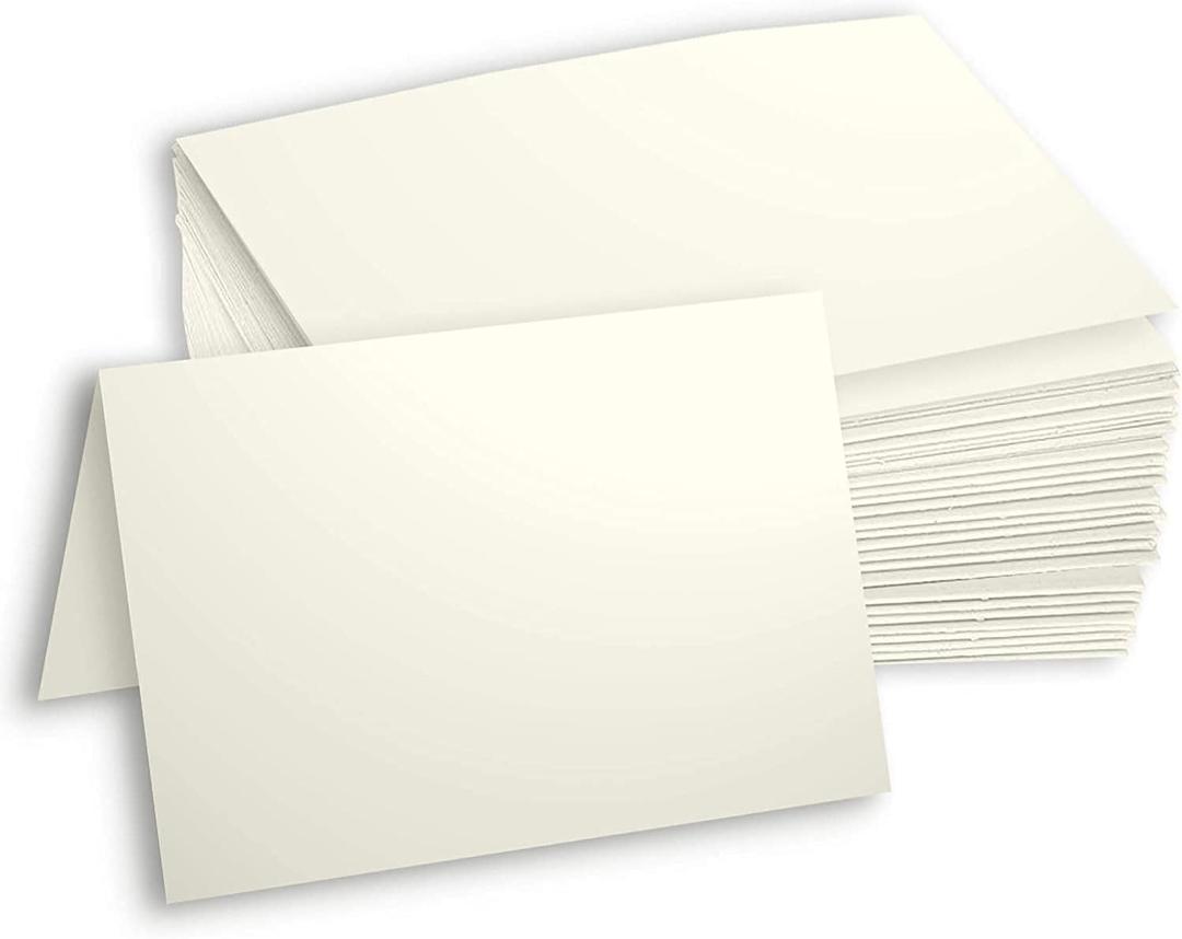 Hamilco Cream White Cardstock Paper Blank Tent Cards A2 Folded, 4.25" x 5.5", Heavyweight 80 lb Cover, Printable Place & Invitation Cards, 100 Cards
