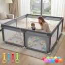 Orian Baby Playpen 50x50 Large Play Yard for Babies and Toddlers, Indoor Outdoor Playpen, Sturdy Baby Play Pen with Mesh Sides, Safe Baby Fence Play Area, Assembly Required/Not Portable, With Storage Bag