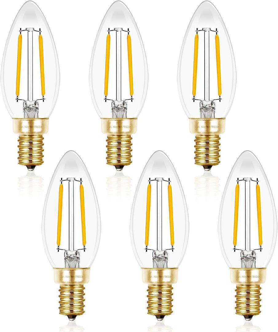 Hizashi Candelabra LED Light Bulbs 25W, Dimmable Chandelier Lights, 90+ CRI, 200LM, Soft Warm White 2700K, E12 Base, B10 Candle Bulbs, UL Listed, 6 Pack