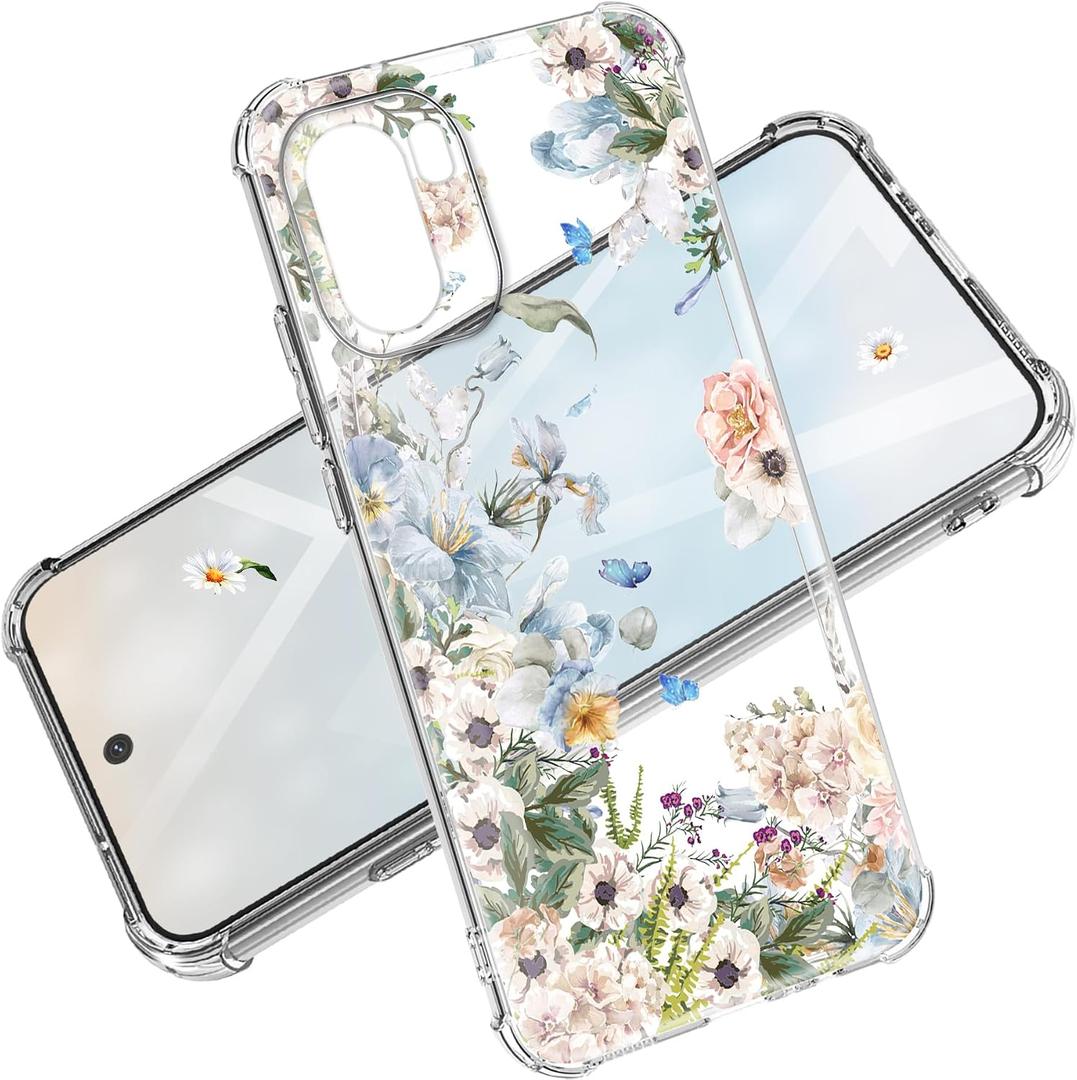 for oneplus 15R case 5G Marble and Flowers Slim Anti-Drop Shockproof Protective Soft Shockproof Clear Phone Protective Covers 6.83 Inch for Women Men (Elegant Blossom)