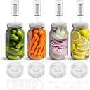 Fermentation Kit for Wide Mouth Mason fermentation Jar,pickling/sauerkraut kit with 4 Glass Fermentation Weights,4 Fermenting Lids,4 airlocks,5 Silicone Rings,5 Silicone Grommet  No Jars  (Clear)