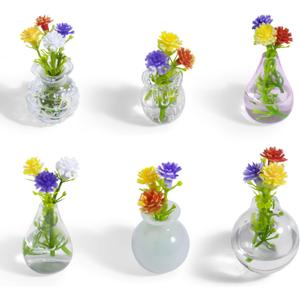 rhinocats Mini Vase Fridge Magnets, Locker Magnets, Cute Decorative Glass Magnetic Vases for Refrigerator Kitchen Office (6 Pack)