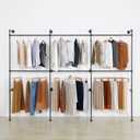Modern Simple Industrial Pipe Clothing Rack, Display Stand Wall Mounted Clothes Garment Rack Heavy Duty Hanging Clothes Rods Bar for Closet Storage, 134in Black