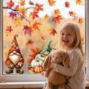 2 x Fall Window Clings Gnomes Decor Autumn Thanksgiving Stickers Decorations, Regular