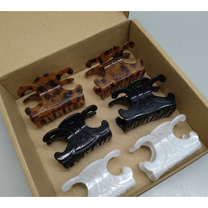 Celine hair clips pack of six black white and  tortoise shell