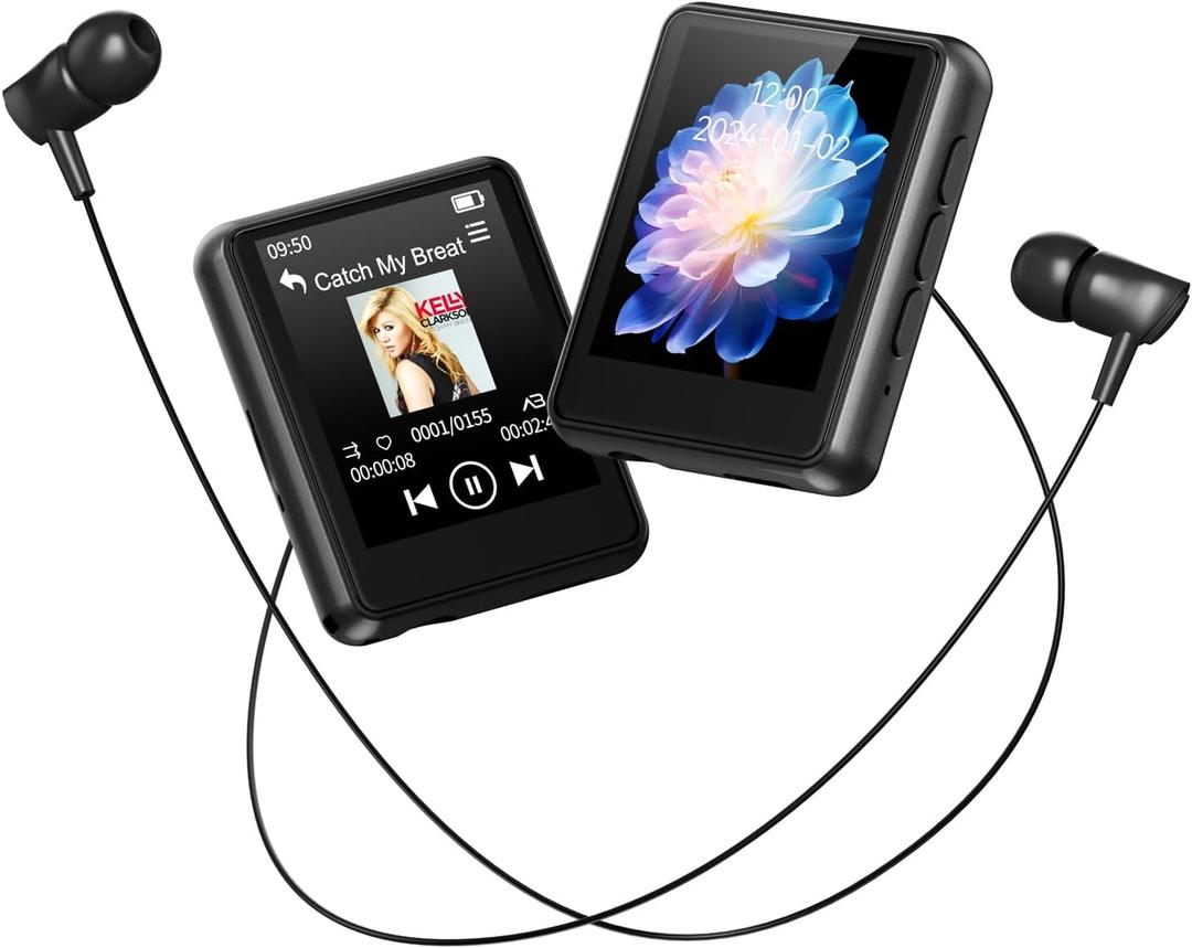64GB MP3 Player with Bluetooth, Full Touch Screen Portable Music MP3 Player Built-in HD Speaker, FM Radio, Voice Recorder, Mini Design Sports Music Player Support Expansion (128GB)