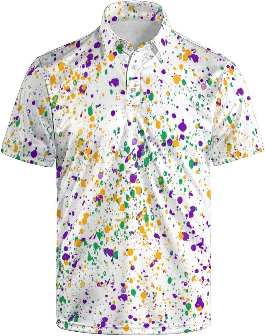 Golf Shirts for Men Funny Polo Short Sleeve Performance Moisture Wicking Quick Dry Mens Hawaiian Polo Shirt (White, M)