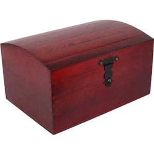 Creative Deco Large Wooden Storage Box Burgundy with Hinged Lid | 13.58x9.84x7.55in | Keepsake Treasure Chest Trunk | Memory Box Arts Crafts Gift Christmas | Product NOT Intended for 15 Years OR Below