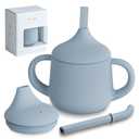 Moonkie Silicone Baby Sippy Cups | 3 Stages Training Cup Straw Cup for Infants Toddlers and Kid | 4 oz 1Pack (Ether)