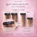 Clip in Hair Extensions Real Human Hair, 10 Inch Short Invisible Remy Human hair Clip in Extensions for Women Seamless Straight 6 Pcs Per Set with Double Weft (Dark Brown, 10 Inch)