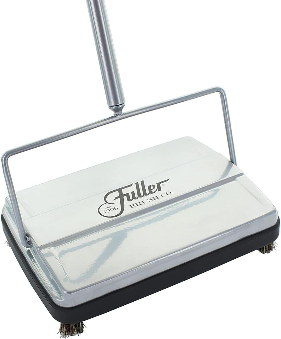 Fuller Brush 17034 Electrostatic Carpet & Floor Sweeper - 9" Cleaning Path - Lightweight - Ideal for Crumby Messes - Works On Carpets & Hard Floor Surfaces - Mettalic Silver