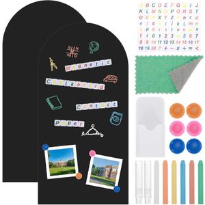 2 Rolls Magnetic Wall Decal Set - 35.4"x17.3" Magnetic Chalkboard Contact Paper with Chalk & Letter Kits, Self-Adhesive Room-Shape Decor for Home, Office & Study Organization