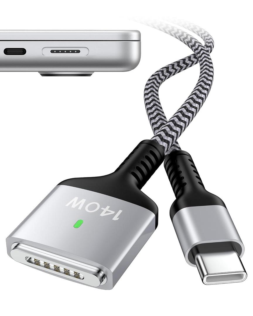 Macbook Pro Charger Cord, 140w Usb-C To Magsafe 3 Cable Apple Fast Charging Cable Magnetic Mac Usb C Mag safe Usbc For Macbook Pro 16/14 Inch, Mac book Air 15/13 Mag Safe Power Line Laptop Long 6 Feet (White)