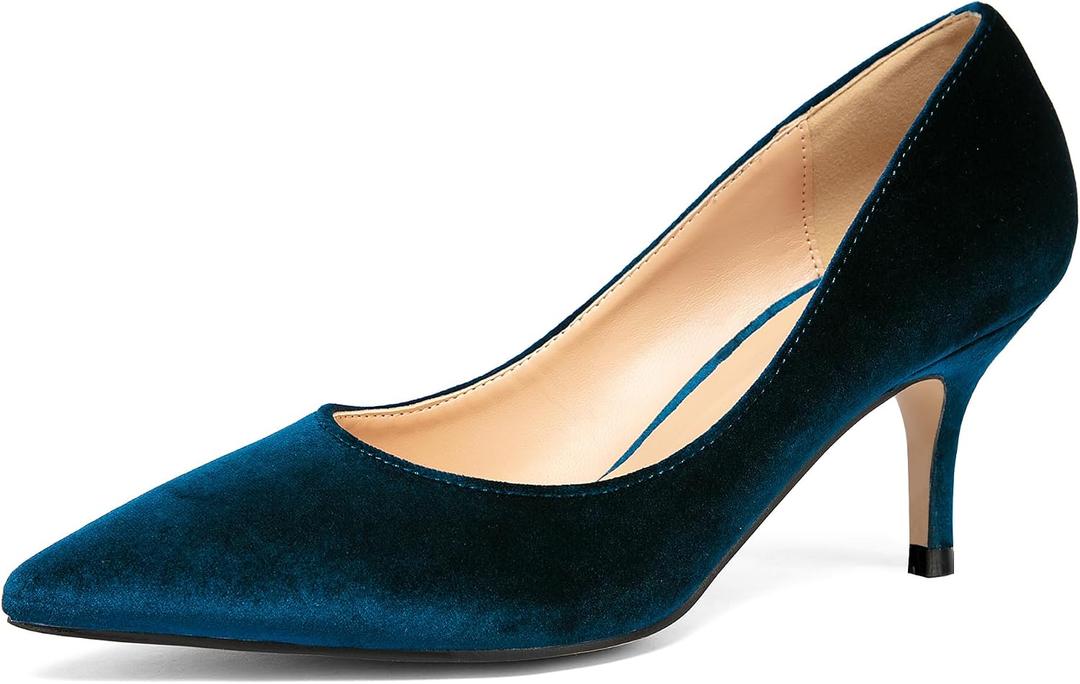 NEWBELLA Pointed Toe Kitten Heels for Women, Closed-Toe Low Heel Pumps, Comfortable Work Shoes for Business Casual and Formal Occasions, 38