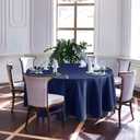 Biscaynebay Textured Fabric Round Tablecloths 90", Navy Water Resistant Washable Table Cloths Circle Folding Table Covers Linen for Dining, Kitchen, Wedding & Parties etc