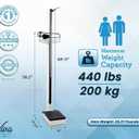 Mechanical Physician Scale with Height Rod - Manual Measuring Scale - Eye-Level Display Dual Reading Die-Cast Beam with Two Sliding Weights & Retractable Height Rod