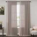 Dark Apricot Linen Curtains 90 Inch Length 2 Panels Set for Living Room Rod Pocket Back Tab Window Drapes Light Filtering Modern Farmhouse Curtain 90 Inches Long for Dining Room Bedroom 52x90