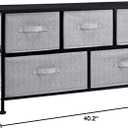 Amazon Basics Extra Wide Fabric 5-Drawer Storage Organizer Unit for Bedroom Closet, Black