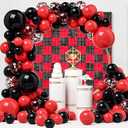 48 PCS Black Red Shimmer Wall Backdrop, Square Sequin Photo Backdrops Panel, Glitter Wall Background for Birthdays, Weddings, Graduation, Engagements, Disco Bachelorette Party Decoration (6FTx8FT)