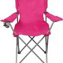 Outdoor Camping Chairs Quad Folding Portable with Cup Holder Camp Chair for Beach, Lawn, Outdoor Sports Portable Chair (Pink)