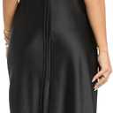 Women's High Neck Open Back Satin Maxi Dress (Black, M)