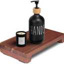 Wood Pedestal Stand 12x7x1.8 inches, Farmhouse Wood Riser, 100% Natural Acacia Wood, Non-Slip Bottom, for Bathroom Kitchen Counter Sink, Display Decorative for Plant Bottle Candle (Rectangular)