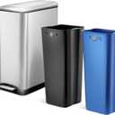 Home Zone Living 13 Gallon Slim Kitchen Trash Can with Dual Compartments for Recycling, Stainless Steel, Silver, 50 Liters Total, Gen 2