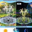 SZMP Solar Fountain Upgraded, 3.5W Snowflake Double Layer Colorful Lights, 2000mAh Battery 4 Fixes & 7 Nozzles, Solar Bird Bath Fountain for Garden Patio Pond Outdoor Dcor