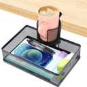 ROSYLINE 360rotation under desk drawer, Drawer Under Desk Storage Organizer, Rotary Desk Storage Organizer with Cup Holder, Clamp Drawer Basket, sturdy and durable (black)