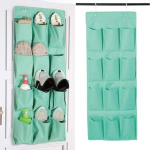 Over the Door Shoe Organizer, Hanging Shoe Rack Storage Holder with 12 Large Pockets for Closet Door, Men Women Kids Shoes, Cruise(Green