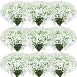 Tigeen 80 Pcs Baby Breath Artificial Flowers Bulk White Artificial Baby Breath Gypsophila Flower 20.8 Inch Real Touch Faux Gypsophila Bouquet Fake Floral Greenery for Wedding Arrangement Party Decor