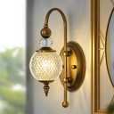 Vintage Gold Wall Sconce with Acrylic Globe Shade Brushed Brass G9 Bulb Vanity Light Indoor Wall Light for Bathroom Bedroom Hallway Living Room