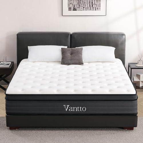 Vantto King Size Mattress, 12 Inch Hybrid Memory Foam Mattress with Pocket Springs for Motion Isolation Pressure Relief, CertiPUR-US