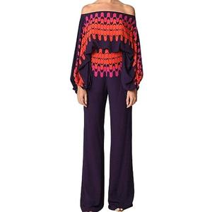 REASERAL Womens Fall Loose 2 Piece Outfits Off Shoulder Printed Long Sleeve Casual Going Out Wide Leg Pants Set XL