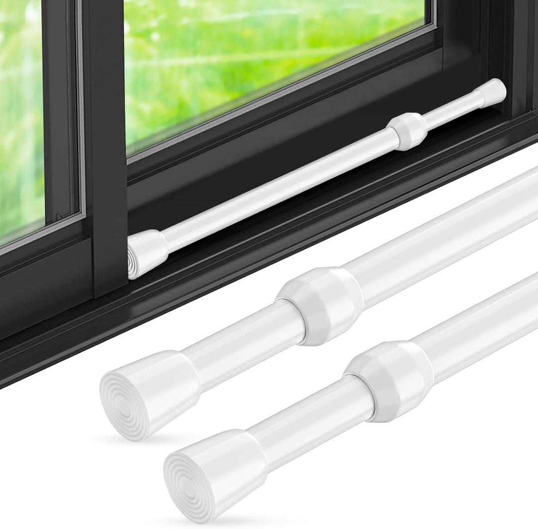 Window Security Bar 2 Pack, Adjustable Sliding Lock for Sliding Glass Doors, Safety Bars with Rubber Tips, Tension Rods 16.2"-28.3", 1.2'' Diameter for Windows & Patio Doors