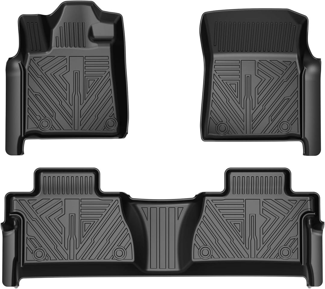 T TGBROS Floor Mats Custom Fit for 2007-2021 Toyota Tundra Accessories All Weather Protection TPE 2 Rows Floor Liners Set Non-Slip Black
