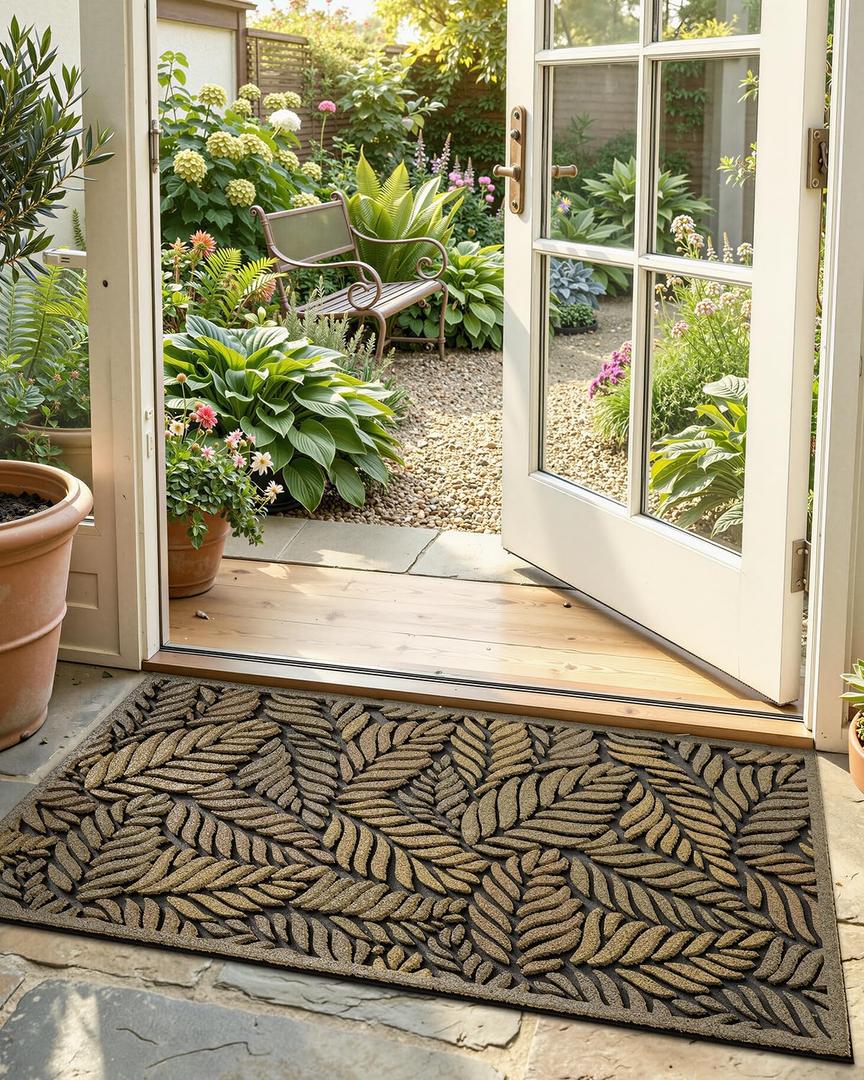 Color&Geometry Door Mat Outside Entrance 17"x30", Garage, Khaki