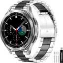 GOLDTOLUCK Stainless Steel Band Compatible with Samsung Galaxy Watch 8 7 6 5 4 Classic FE Pro 40mm 44mm 46mm 43mm 47mm 45mm 42mm 20mm Men Women Milanese Replacement Metal Elegant Casual (Black/Silver)