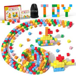 SUGFUT 42PCS Magnetic Blocks, Montessori Toys Magnet Cubes, STEM Educational Sensory Magnetic Building Blocks for Toddlers Birthday Gifts