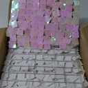 24 Pcs Pink Iridescent Shimmer Wall Backdrop Panels for Party Decoration - 6 x 4 FT Square Sequin Backdrop for Graduation Girls Women Birthday Home Decor