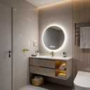 24 inches Round LED Bathroom Mirror with Lights, Anti-Fog, Dimmable, Backlit + Front Lit, Lighted Bathroom Vanity Mirror for Wall, Memory Function, Tempered Glass, Shatter-Proof