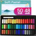 HA SHI Soft Chalk Pastels, 48 colors with additional 2pcs, Non Toxic Art Supplies, Drawing Media for Artist Stick Pastel for Professional, Kids, Beauty Nail Art, Pan Chalk Pastels