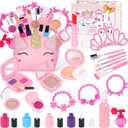 EULRGAUS Pretend Makeup for Toddlers, Kids Makeup Kit for Girl, Play Makeup for Little Girls, Toddler Makeup Kit with Unicorn Bag for Little Girls Age 3 4 5 6 7+ Christmas Birthday Gift (Fake Makeup)