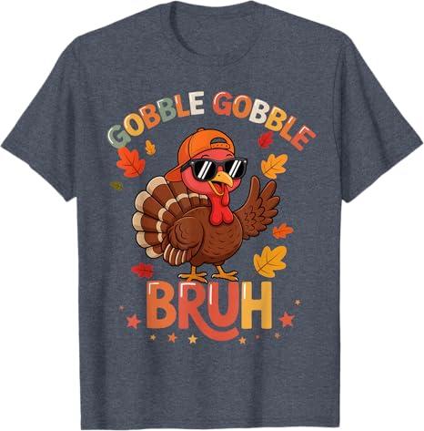Bruh Funny Thanksgiving Turkey Gobble Shirt Boys Girls Kids T-Shirt Small