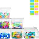 Clear Stackable Storage Bins, Plastic Toy Organizers and Storage with Lids, Toy Bins for Kids Organizer, Storage Container for Organizing for Playroom, Toy Storage Organizer Holds Toys(6)