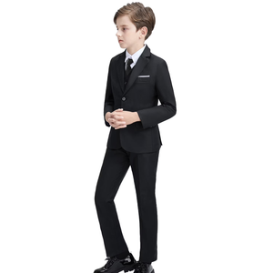 Boys' Suits Slim Fit 5 Pieces, Formal Suit Set for Wedding Teen Toddler Boy Dress Black, Size: 2T