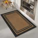 KIMODE Kitchen Rug Non Slip Washable 20"x32", Farmhouse Rugs for Kitchen Floor, Absorbent Cushioned Kitchen Floor Mats Front of Sink Entryway Hallway Laundry Room Bathroom Brown and Black