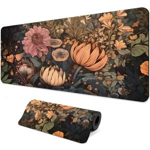 Gaming Mouse Pad with Anti-Slip Rubber Base, Extended Large Computer Mouse Mat with Stitched Edges, Long XL Anime Mousepad for Laptop and Keyboard, 31.5 x 11.8 inch (Wildflowers), 31.5L x 11.8W inches