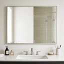 Bathroom Mirror for Wall, 30x40 Inch Metal Framed Mirror, Brushed Nickel Rectangle Mirror, Bathroom Vanity Mirror Farmhouse, Tempered Glass, Anti-Rust, Hangs Horizontally or Vertically