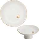 COLLECTIVE HOME - Ceramic Jewelry Tray, Decorative Monogram Jewelry Dish, Luxurious Trinket Tray with High Base, Birthday Mother's Day for Women (a)